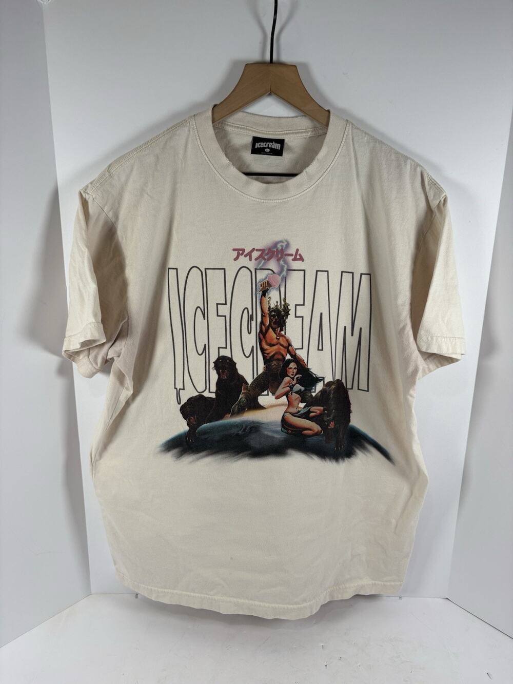Icecream BBC Graphic T Shirt Mens Large Cream Japanese Panther Streetwear Tee
